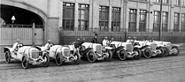 Mercedes (1922) - das für die Targa Florio 1922 aufgebotene Rennteam mit div. Kompressor-Rennwagen