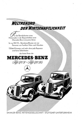 Mercedes-Benz 170 D (1952) - Werbeanzeige für den wirtschaftlichen Wagen (1952)