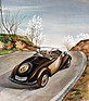 Mercedes-Benz 170 V (1937) - Roadster auf einer Gouache von Leibach