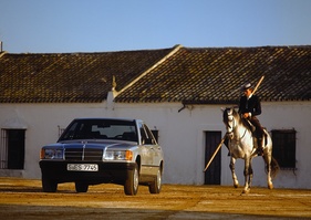 Mercedes-Benz 190 E (1982) - mit Pferd und Reiter