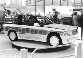 Mercedes Benz 190 SGS City Fun - shortened, with convertible rear combination, targa roof and SL front, seen by SGSAR 1984-12,ZGIPGloor,ZGiPAR - at the Geneva Motor Show 1984