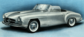 Mercedes-Benz 190 SL (1954) - Abbildung eines Vorserienmodelles im provisorischen Verkaufsprospekt von 1954 Mercedes-Benz 190 SL (1954) - Abbildung eines Vorserienmodelles im provisorischen Verkaufsprospekt von 1954