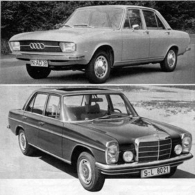 Mercedes-Benz 200 und Audi 100 im Jahr 1969
