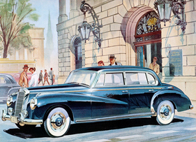 Mercedes-Benz 220 (W 187) (1951) - Titelblatt des Prospekts von 1951 mit einer Zeichnung von Walter Gotschke (1951)