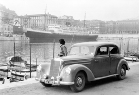 Mercedes-Benz 220 (W 187) (1952) - photographed in 1952 at the port of Nice.