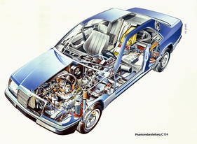 Mercedes-Benz 230 CE (1987) - Durchsichtszeichnung Mercedes-Benz 230 CE (1987) - Durchsichtszeichnung