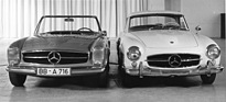 Mercedes-Benz 230 SL (1963) - links der Neue, rechts der auslaufende 190 SL