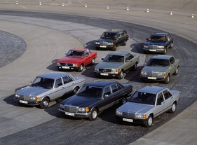 Mercedes Benz 280 E (1983) - zusammen mit seinem Brüdern - alle PKW-Baureihen von Mercedes inkl. S-Klasse, Babybenz 190 E, SL, SLC usw