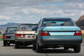 Mercedes-Benz 280 E (1993) - dreimal 2,8-Liter mit sechs Zylindern in Reihe, nur der W 124 (hinten) hatte 4 Ventile pro Zylinder Mercedes-Benz 280 E (1993) - dreimal 2,8-Liter mit sechs Zylindern in Reihe, nur der W 124 (hinten) hatte 4 Ventile pro Zylinder