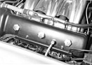 Mercedes-Benz 300 SL (1955) - der Einspritzmotor ist wegen der geneigten Position kaum zu sehen - Genfer Automobilsalon 1955
