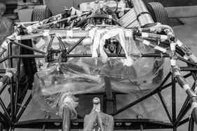Mercedes-Benz 300 SLR (1955) - gut sichtbar, der Rohrrahmen (Reparatur/Restaurierung 1996)