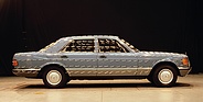 Mercedes-Benz 380 SE (1980) - Windkanalmessungen mit angeklebten Wollfäden bei der Baureihe W 126