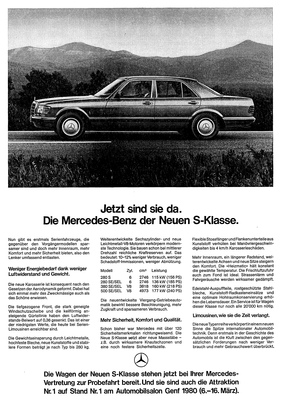 Mercedes-Benz 500 SE (1980) - Werbung in der Presse