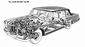 Mercedes-Benz 600 (1963) - Durchsichtszeichnung enthüllt das hohe Niveau der damals modernsten Technik