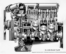 Mercedes-Benz 600 (1963) - Längschnitt durch den Motor M 100