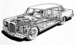 Mercedes-Benz 600 (1963) - erster Serien-V8 des Herstellers - Durchsichtszeichnung