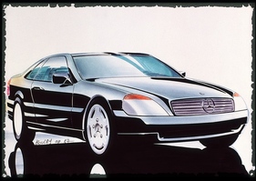 Mercedes-Benz 600 SEC (1992) - Designzeichnung aus dem Jahr 1987, noch relativ weit von der Serienversion weg