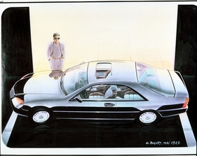Mercedes-Benz 600 SEC (1992) - Designzeichnung von 1987 mit sichtbarem Interieur