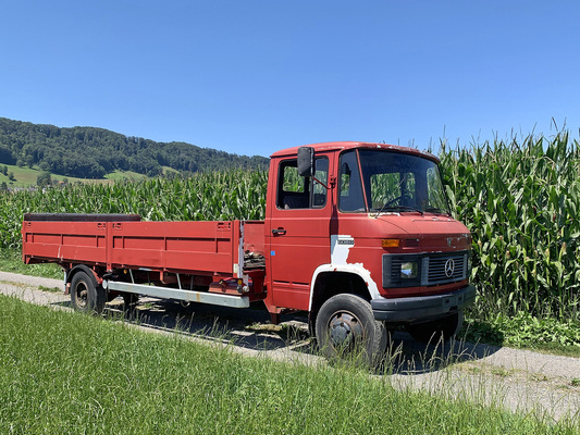 Bild: Mercedes-Benz 608 D Ruthmann Autotransporter (1982) - gemeldet als Lot 185 für Versteigerung der Oldtimer Galerie Toffen vom 27. März 2021