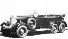 Mercedes-Benz G3 (1929) - Als offener Tourenwagen mit einzelnen Hinterreifen. Es gab auch Versionen mit Zwillingsreifen Mercedes-Benz G3 (1929) - Als offener Tourenwagen mit einzelnen Hinterreifen. Es gab auch Versionen mit Zwillingsreifen