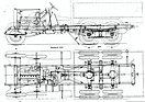 Mercedes-Benz G3 (1929) - Konstruktionszeichnung des Fahrgestells mit Motor und Achsantrieb