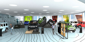 Mercedes-Benz Museum, special exhibition "G-Shifts" on the G-Class October 18, 2019 to April 19, 2020. Computer rendering of the exhibition concept.