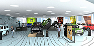 Bild: Mercedes-Benz Museum, Sonderausstellung „G-Schichten“ zur G-Klasse 18. Oktober 2019 bis 19. April 2020. Computerrendering der Ausstellungskonzeption.