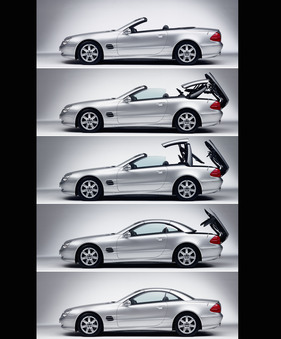 Mercedes-Benz SL 500 (2001) - das Klappdach in Aktion beim R230