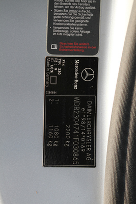 Mercedes-Benz SL 55 AMG (2002) - Seriennummer/Chassisplakette (2002)