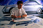 Image: Mercedes-Benz SLK (1996) - The then Mercedes-Benz designer Michael Mauer with sketches of the later SLK
