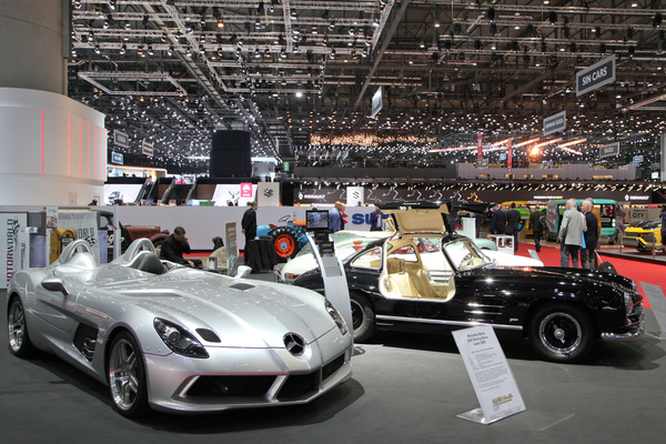 Mercedes-Benz SLR Stirling Moss (2009) - einer von nur 75 produzierten Wagen - auf dem Motorworld-Stand - Genfer Automobilsalon 2019
