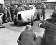 Mercedes-Benz SSKL Stromlinie (1932) – Avusrennen 1932, kurz vor dem Start: Reifen mit abgeschliffenem Profil als Frühform des "Slicks"