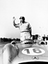 Mercedes Benz W 196 (1954) - Juan Manuel Fangio im Stromlinien-Rennwagen in Monza am . September 1954