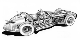 Mercedes Benz W 196 R (1954) - Durchschnittszeichnung des Monopostos von 1954