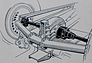 Mercedes-Benz W125 (1937) - verbesserte De-Dion-Achse mit Querfürhung am Differential für den Silberpfeil (© Archiv G. Schütz, 1937) Mercedes-Benz W125 (1937) - verbesserte De-Dion-Achse mit Querfürhung am Differential für den Silberpfeil (© Archiv G. Schütz, 1937)