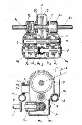 Fahrwerks-Konstrukteur Max Wagner leitete auch die Entwicklung des neuen Vierganggetriebes mit querliegenden Vorgelegewellen. Es arbeitete noch mit altertümlichen, geradeverzahnten Schieberädern.
