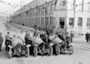 Mercedes Grand Prix Wagen (1914) - Die erfolgreichen Drei vom Grand Prix von Frankreich 1914 - Christian Lautenschlager als Sieger (28), Otto Salzer Zweiter (39) und Louis Wagner (40) als Dritter - Bild in Untertürkheim aufgenommen