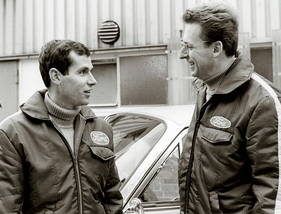 Mercedes- und Ford-Erfolgsduo - Glemser und Fahrwerksingenieur Braungart 1969