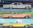 Die drei Modellreihen 1959 im direkten Vergleich: oben ein Monterey 2-Door Hardtop Cruiser, in der Mitte ein Montclair 4-Door Hardtop Cruiser und ganz unten ein Park Lane Convertible. Irreführenderweise hat der Park Lane hier den kürzesten Radstand – künstlerischer Freiheit sei Dank.