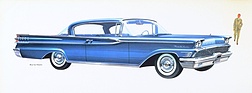 Ein Mercury Montclair 2-Door Hardtop Cruiser (1959) in der Farbe "Blue Ice Metallic", Abbildung aus dem Verkaufsprospekt
