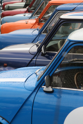 Minis in allen Farben am British Car Meeting in Morges im Jahr 2007