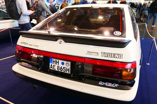 Mit einem Schnelllaster hat dieser Sprinter nichts zu tun: Toyota Sprinter Trueno GT-Apex von 1986, eine nicht in Deutschland verkaufte Variante des Corolla Coupé GT – Bremen Classic Motorshow 2025