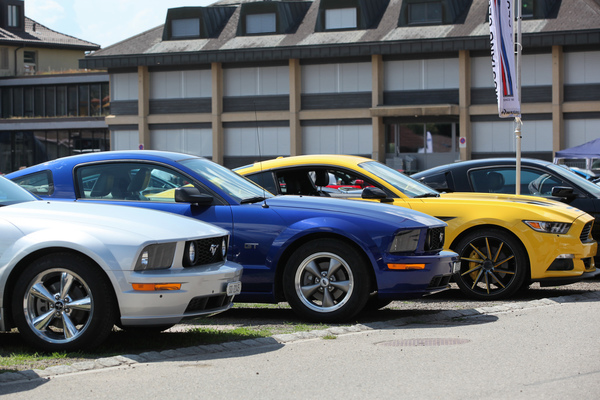 Moderne Ford Mustang Modelle in bunten Farben - 7. Mustang & Shelby Meeting in Zug am 3. August 2019