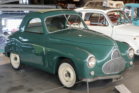 Moretti CITA (1949) - italienische Konstruktion mit Zweizylindermotor und 350 cm3, gebaut von 1947 bis 1949 - Microcars-Sonderschau Pantheon 2022/2023