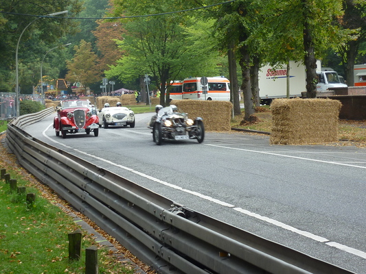 Morgan Super Sports Threewheeler 1933, Austin Morris 8 1934, Austin Healey 100 M 1956 am Stadtpark Revival Hamburg 2014