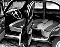 Moskwitsch 407 (1958) - Die Vordersitze können auch in eine liegende Position gebracht werden.
