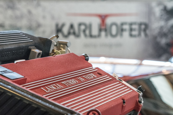 Motor eines Lancia Delta Integrale am Stand von Karlhofer - Motorworld Classics Bodensee 2018