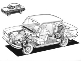 NSU Prinz 4 (1963) - Durchsichtszeichnung entüllt die intelligente Raumausnützung