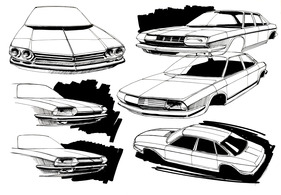 NSU Ro 80 (1967) - Entwürfe für die Frontgestaltung - der Wankelmotor ermöglichte eine flache und tiefgezogene Motorhaube
