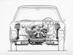 NSU Ro 80 (1967) - Skizze - Frontansicht